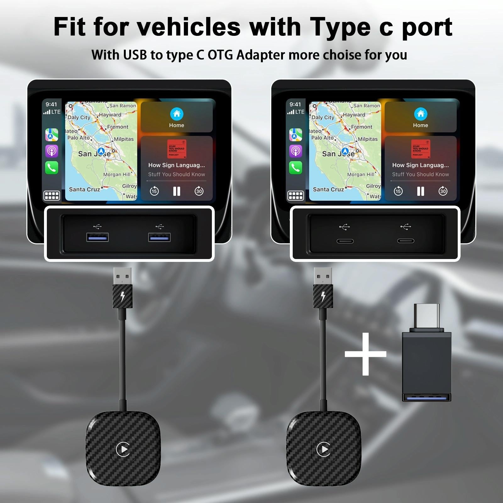 Wireless Carplay Adapter For Iphone - Usb & Usb-C-1915196941638176774