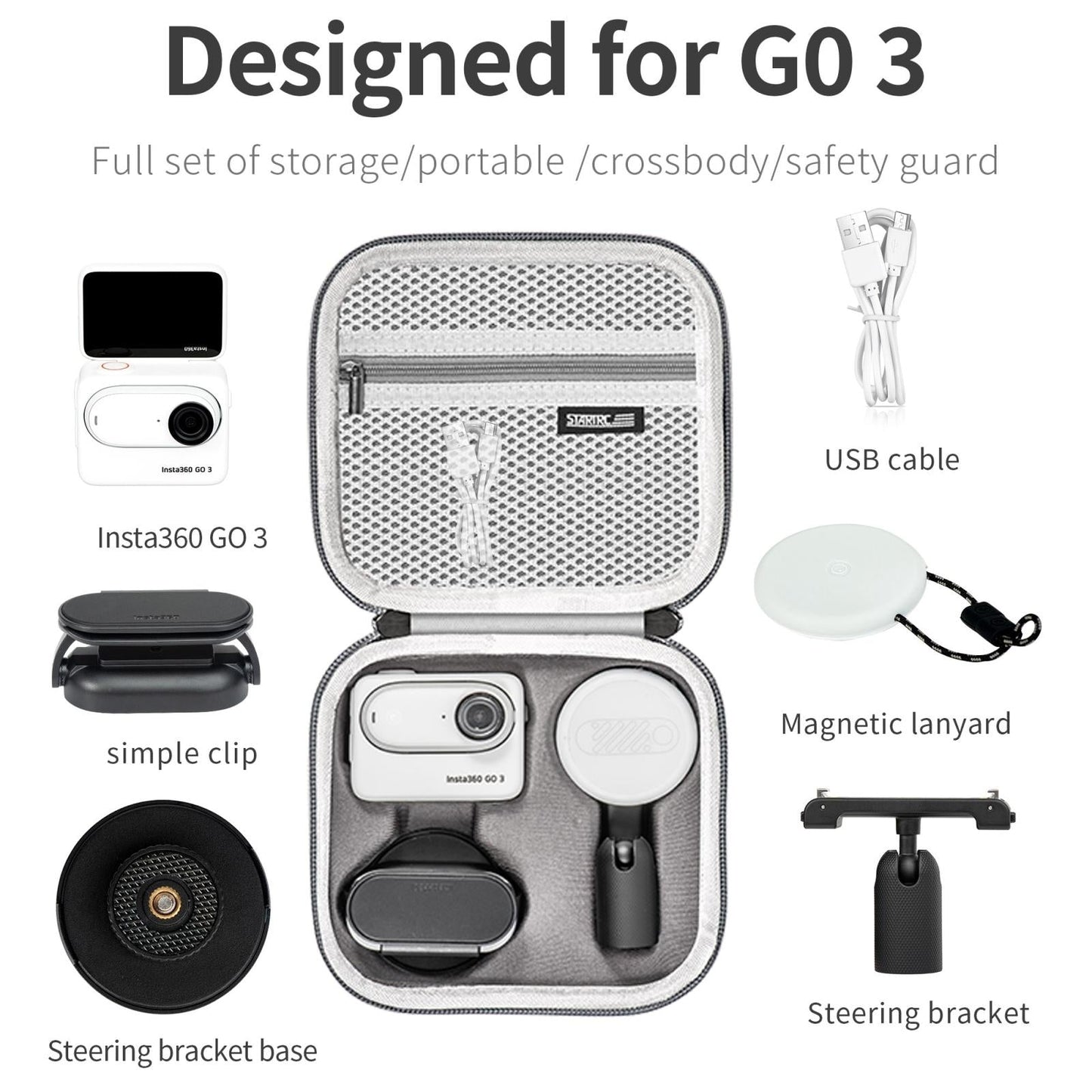 Insta360 Go 3 Portable Storage Case - Pu Material-1915196914681384962