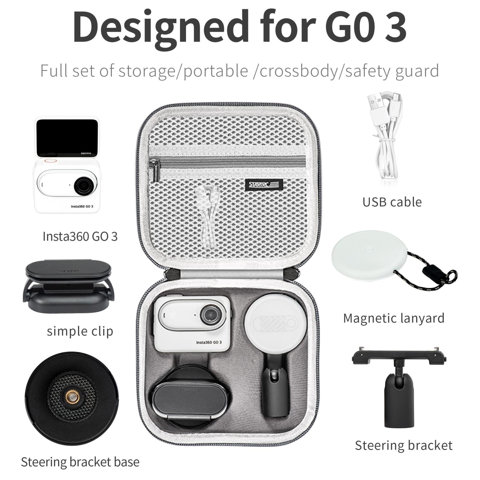 Insta360 Go 3 Portable Storage Case - Pu Material-1915196914681384962