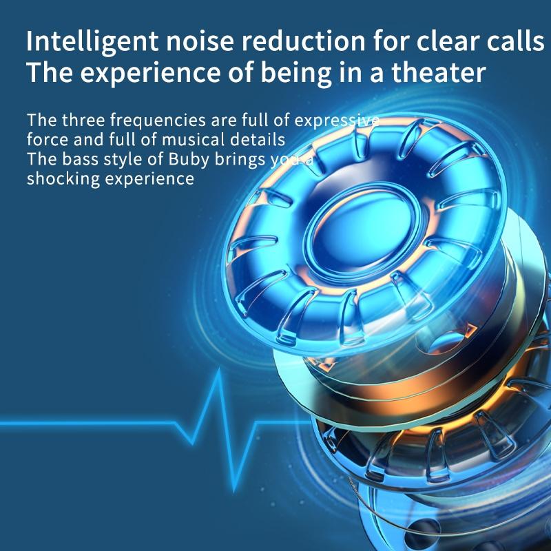 Intelligent Bluetooth Earphones With Digital Display - Black-1915197121338937347