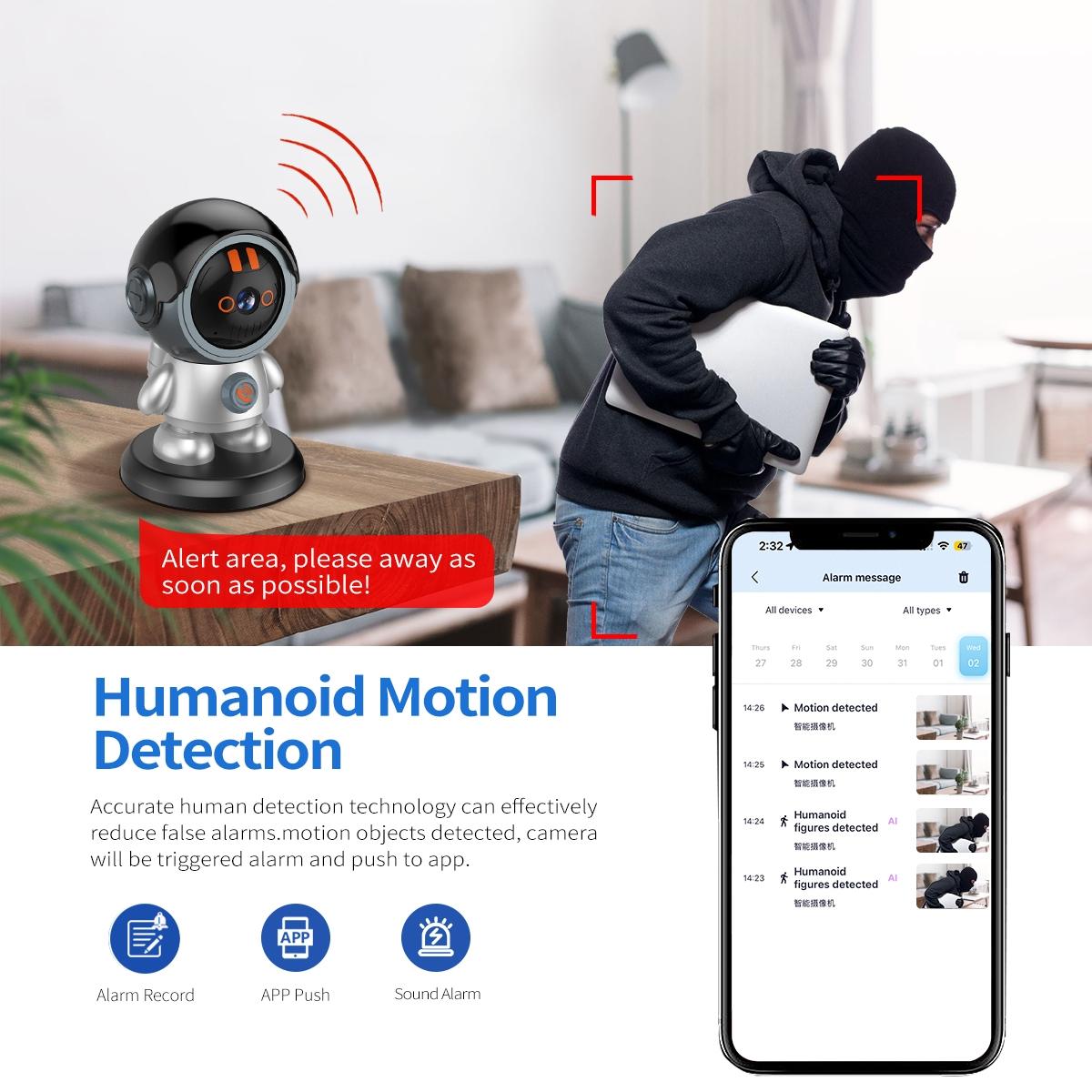 3Mp Humanoid Detection Wifi Ip Camera - One Click Call-1915196519531810824