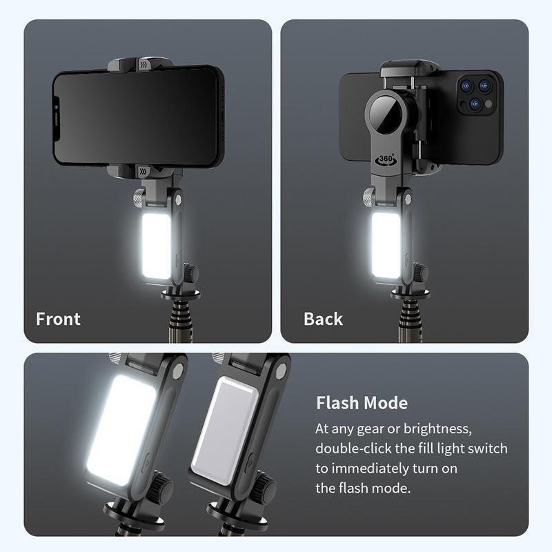Desktop Gimbal Stabilizer With Fill Light And Selfie Stick - Black-1915196866568523783
