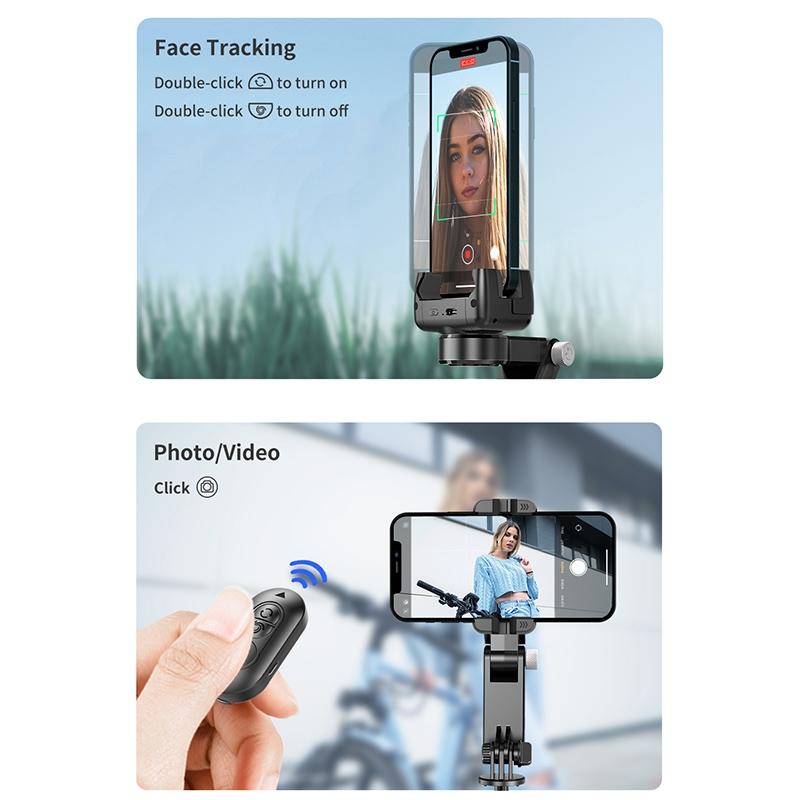 Desktop Gimbal Stabilizer With Fill Light And Selfie Stick - Black-1915196866568523784