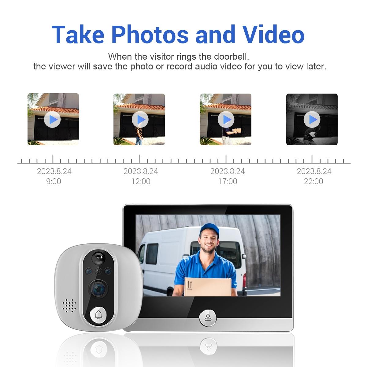 Smart Wifi Door Viewer With Wide-Angle Pir & Night Vision 1080P 4.3 Inch Dingdong Photo-1915197120667848712
