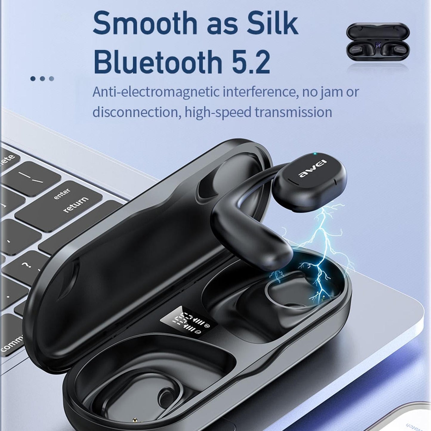 Black T69 Sport Tws Bluetooth Earbuds With Air Conduction-1915196846687522820