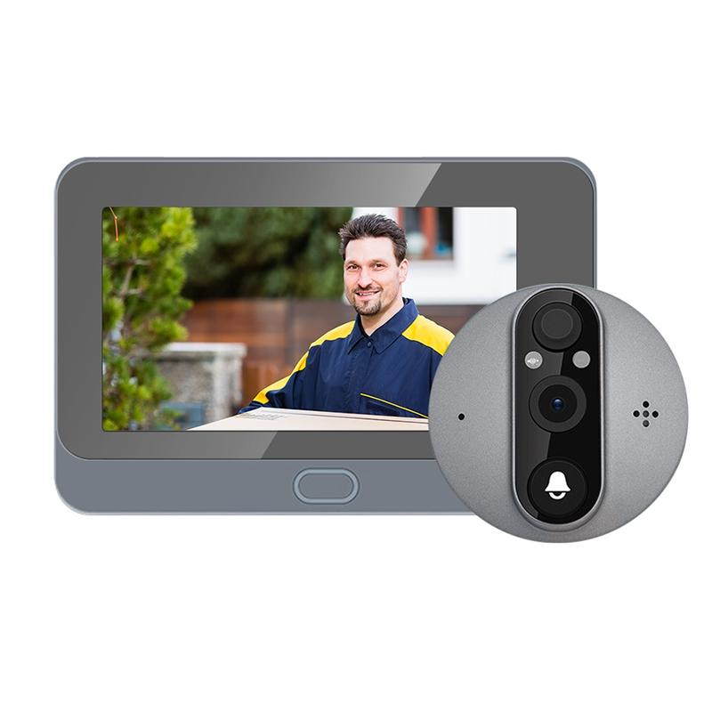 Smart Wifi Door Viewer With Wide-Angle Pir & Night Vision - 1080P 4.3 Inch Dingdong Photo - White-1915197132042801152