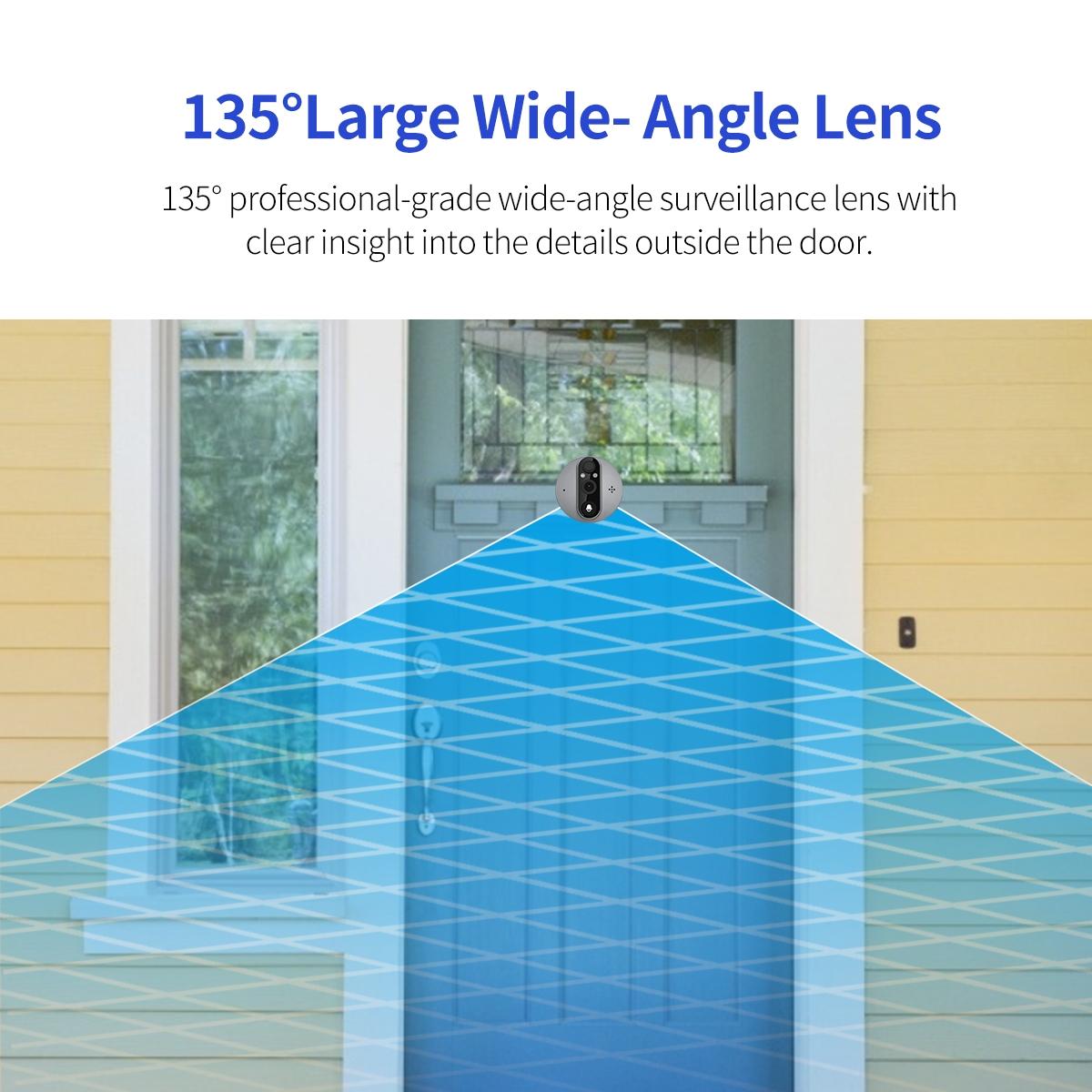 Smart Wifi Door Viewer With Wide-Angle Pir & Night Vision - 1080P 4.3 Inch Dingdong Photo - White-1915197132042801159