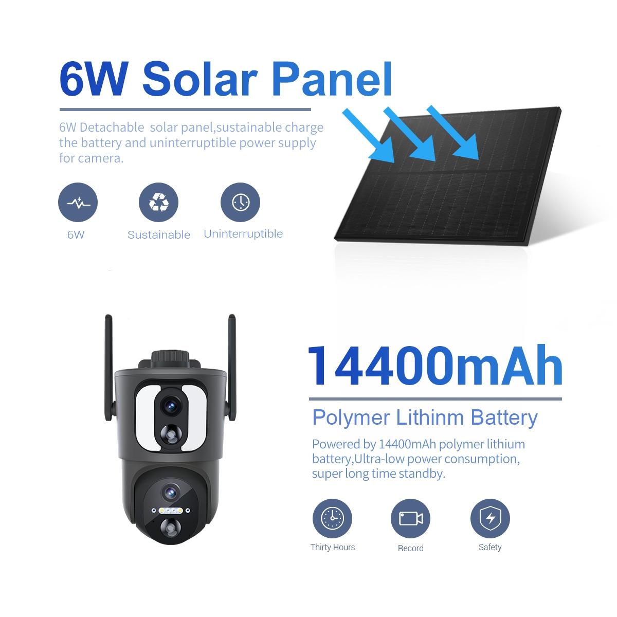 2Mp Solar Wifi Camera With Two-Way Voice & Alarm Recording - Black Binocular-1915196865775800325