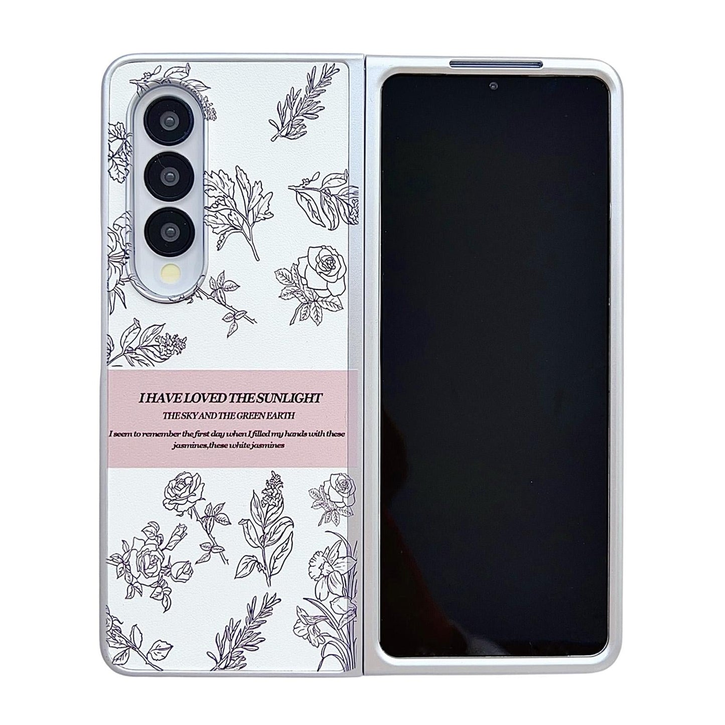 Floral Sketch Pearlescent Pc Case For Samsung Galaxy Z Fold 4-1915196646812160006