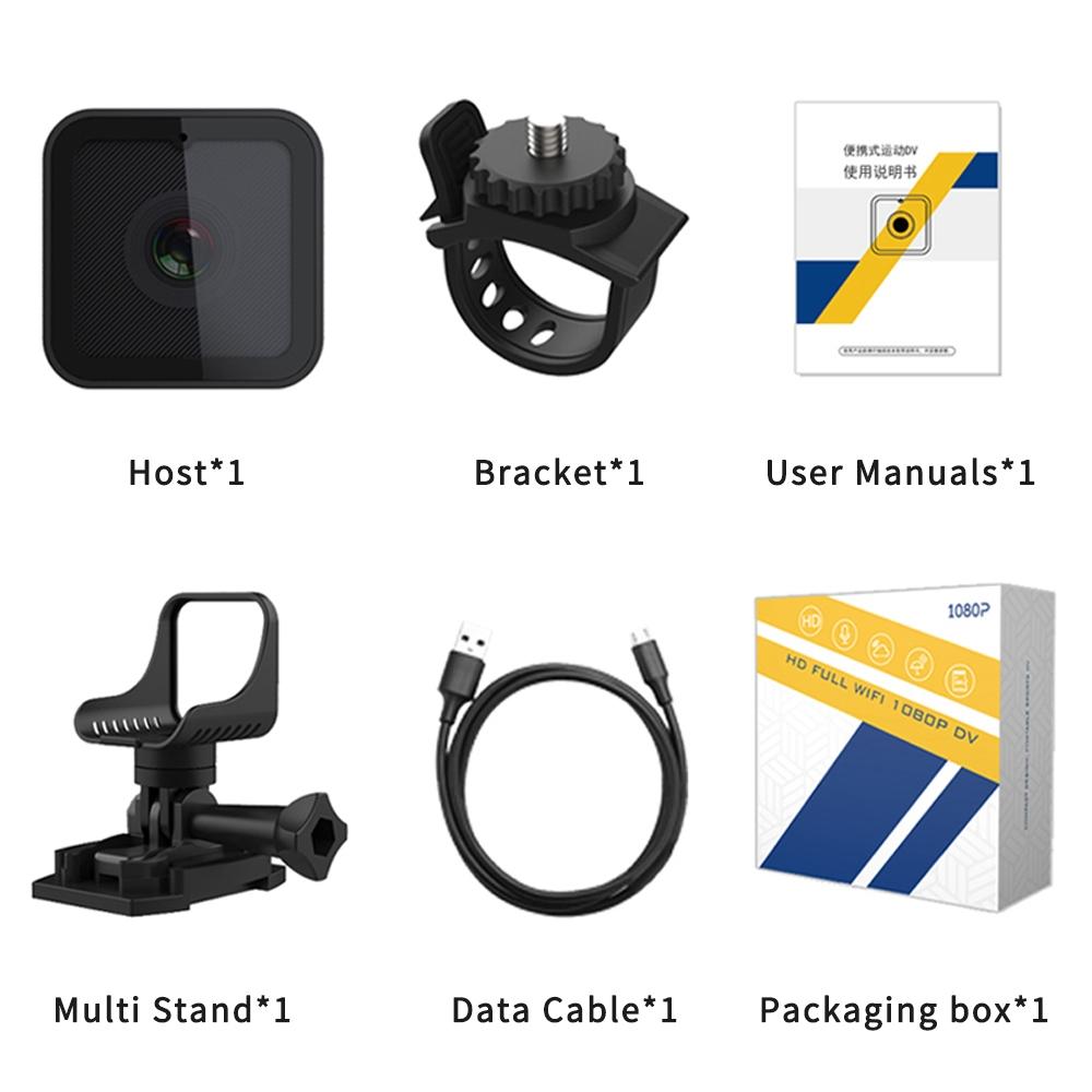 Waterproof Mini Action Camera With Night Vision And Ring Bracket - Black-1915196836101099522