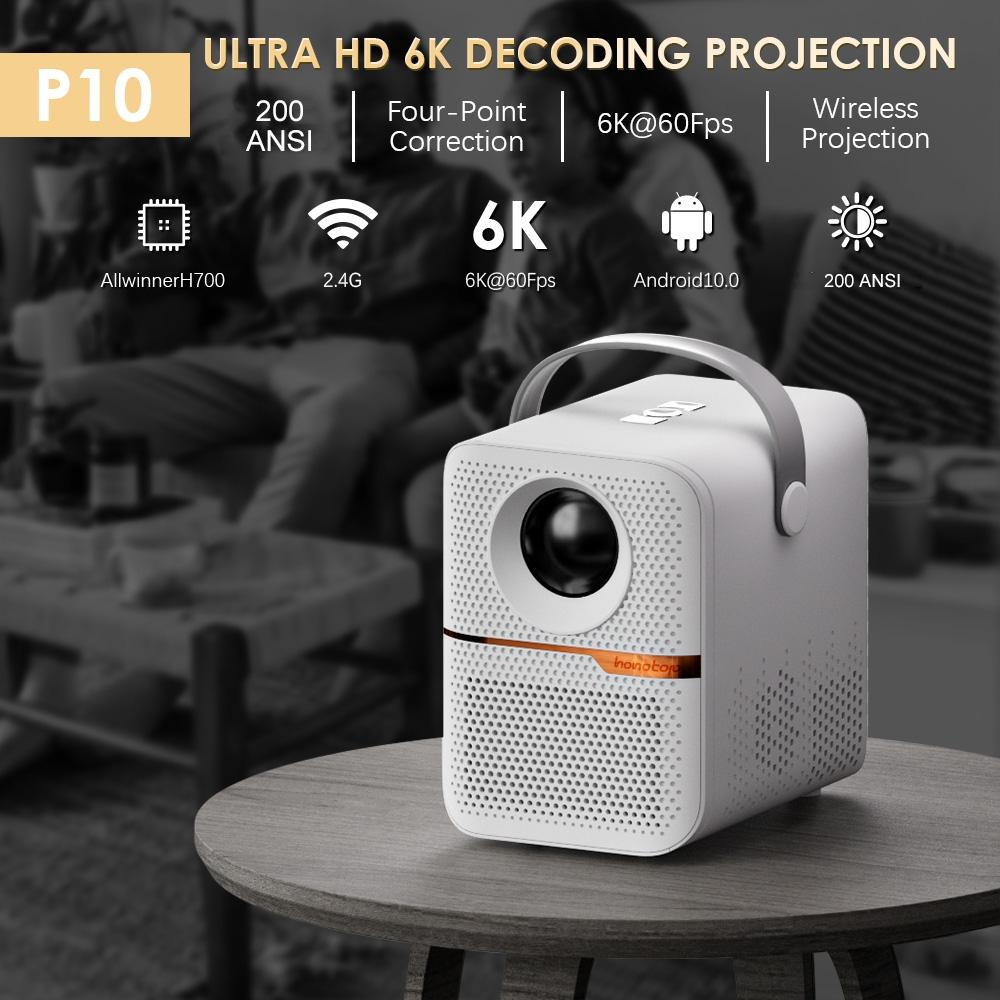 Portable Wifi Projector With Android 10 Os And Hd Display - White-1915196654219300865