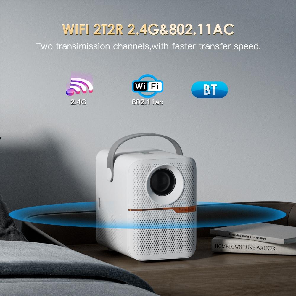 Portable Wifi Projector With Android 10 Os And Hd Display - White-1915196654219300869