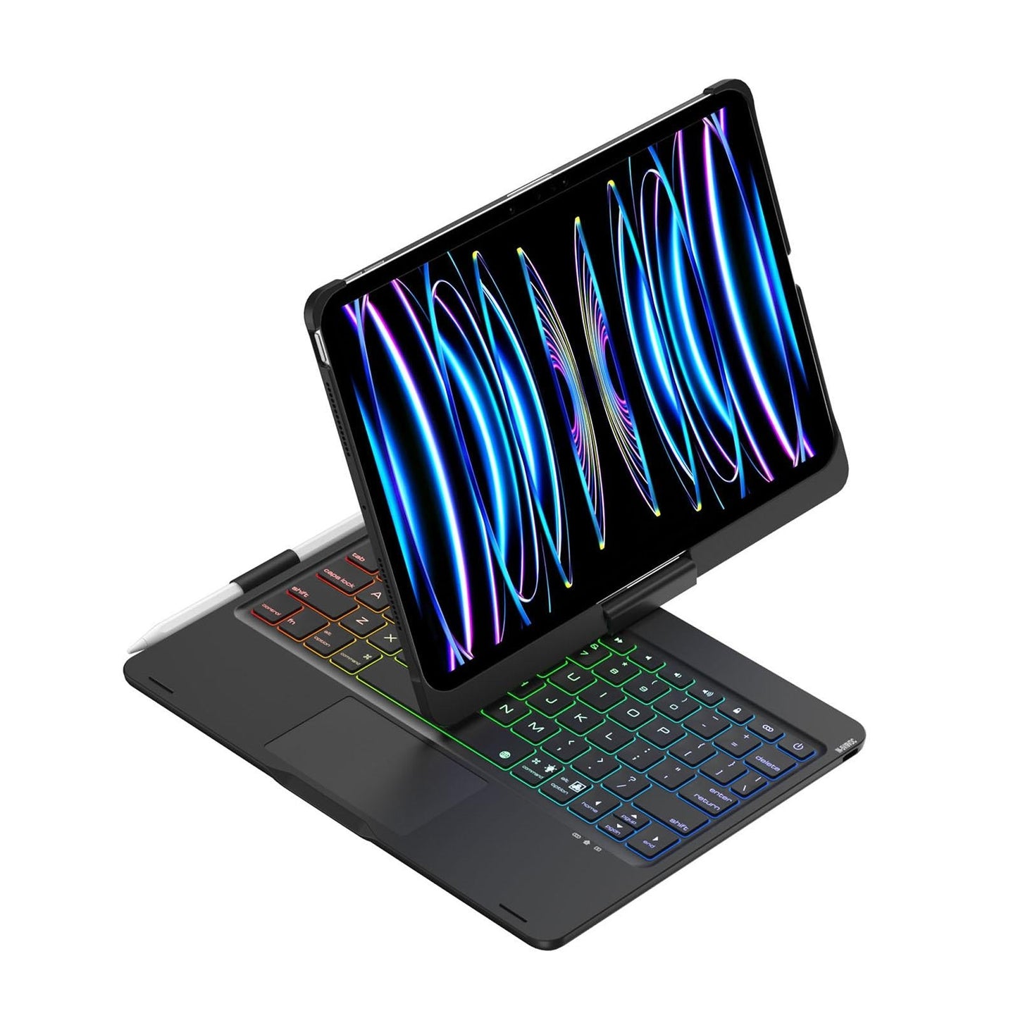 360 Degree Rotating Bluetooth Keyboard Leather Case For Ipad Pro 11 With Backlight - Black-1915197148748713986