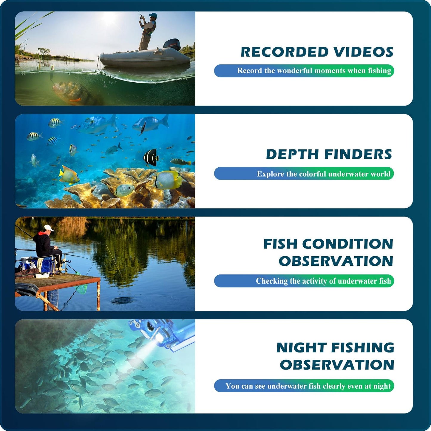 Wireless Underwater Fishing Camera With Loop Recording And Remote Control - Blue-1915196892275412998