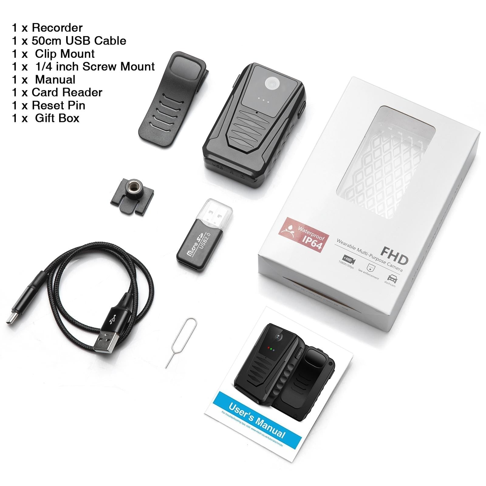 Portable Multifunctional Wearable Camera - 1080P Black-1915196893986689028