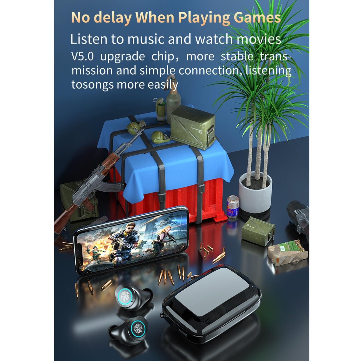 Waterproof Wireless Bluetooth Earphones With Touch Screen And Charging Box-1915196983203729414