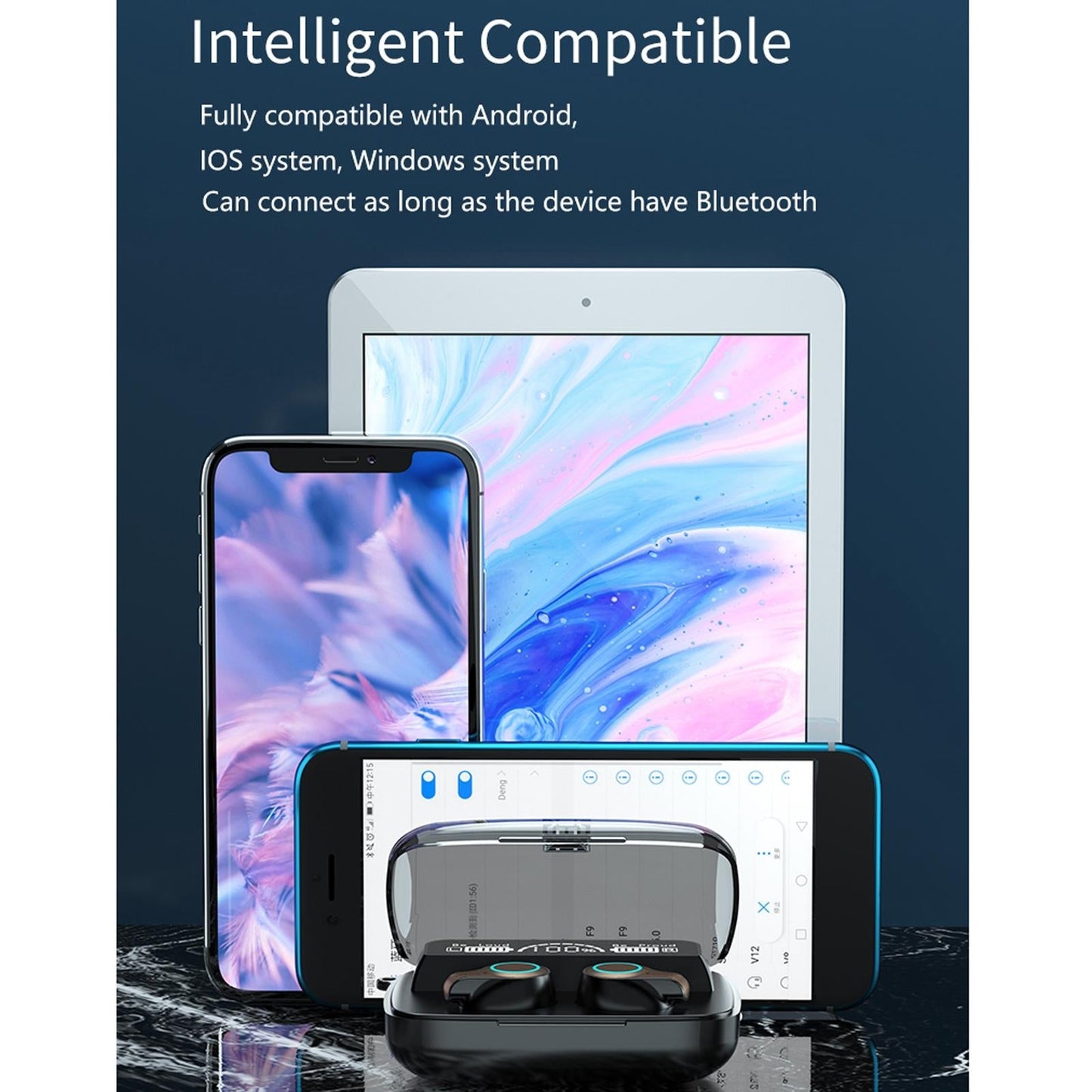 Waterproof Wireless Bluetooth 5.0 Earphones With Charging Box And Led Display-1915197074165600265