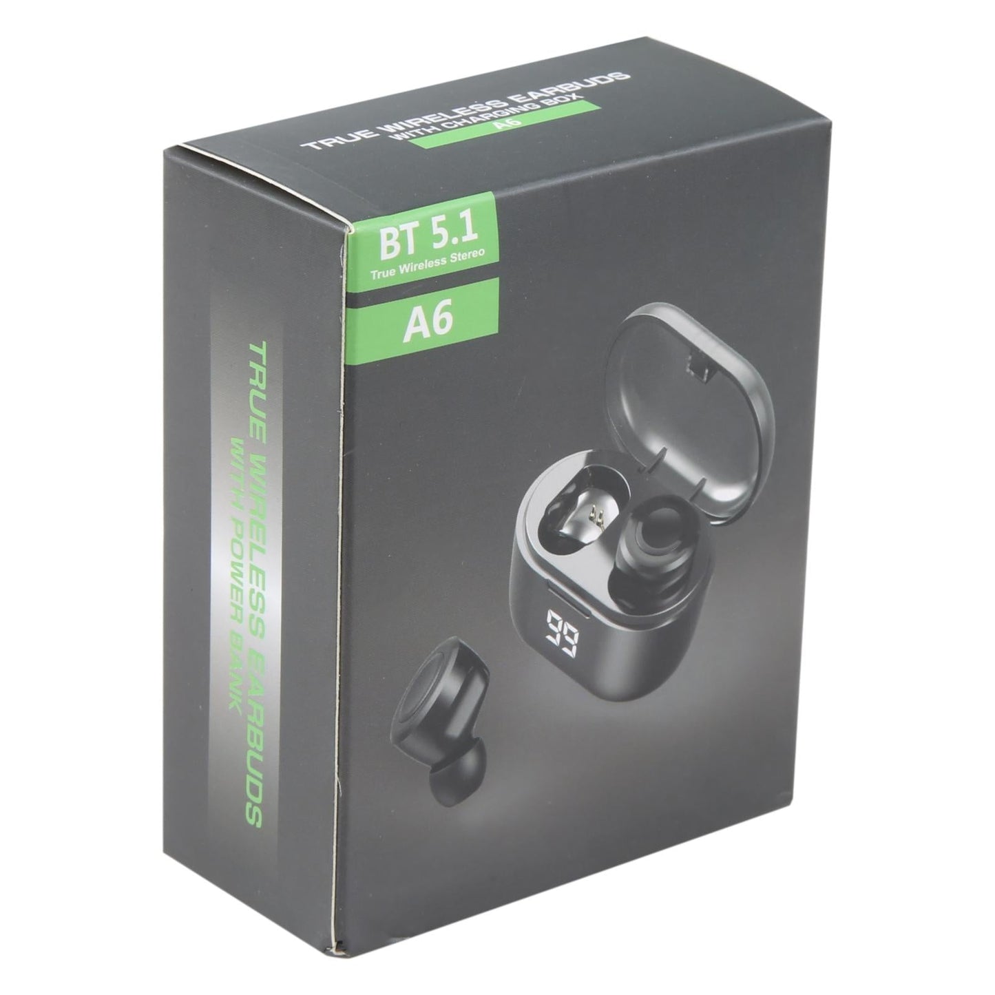 Black A6 True Wireless Earbuds + Charging Box-1915196698003640326