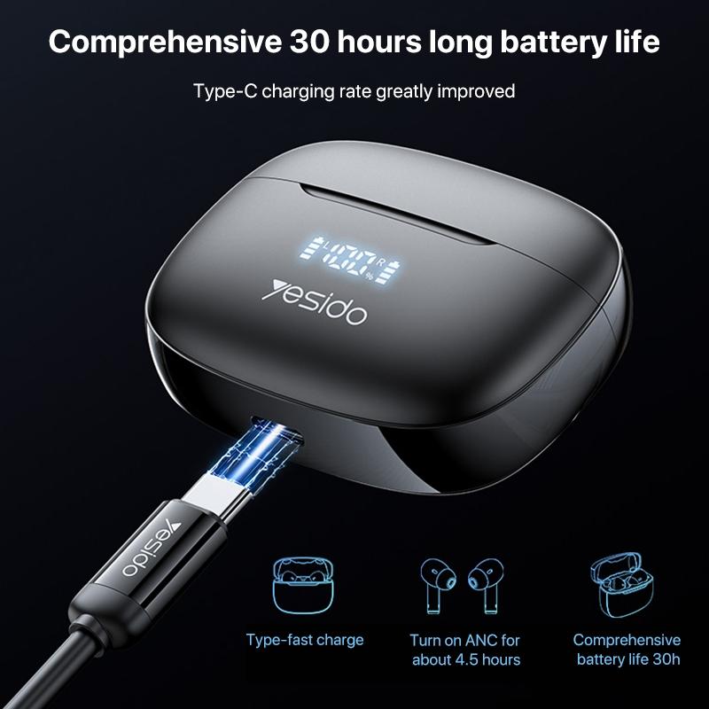 Wireless Bluetooth 5.0 Earphones With Anc And Led Display-1915198045578989571