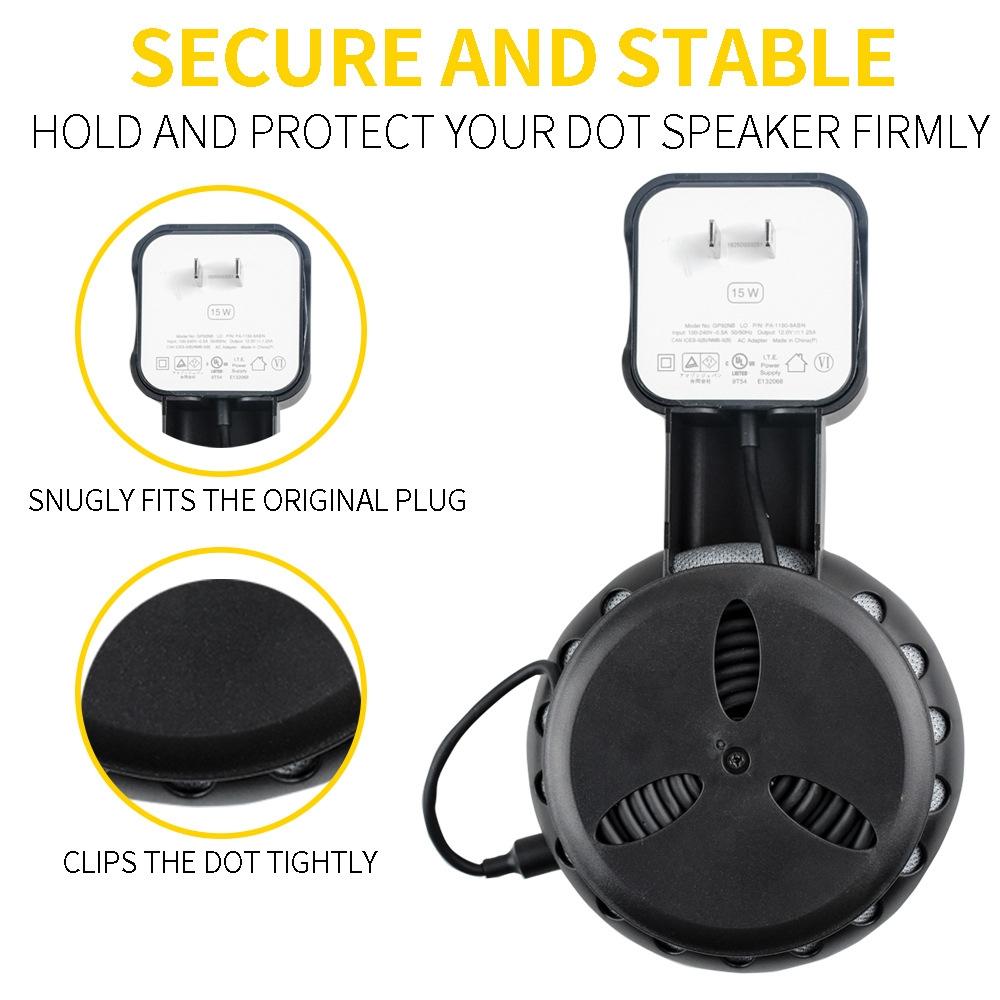 Smart Bluetooth Speaker Holder For Amazon Echo Dot 3 - Portable Wall Plug Accessory Black-1915196774012817412