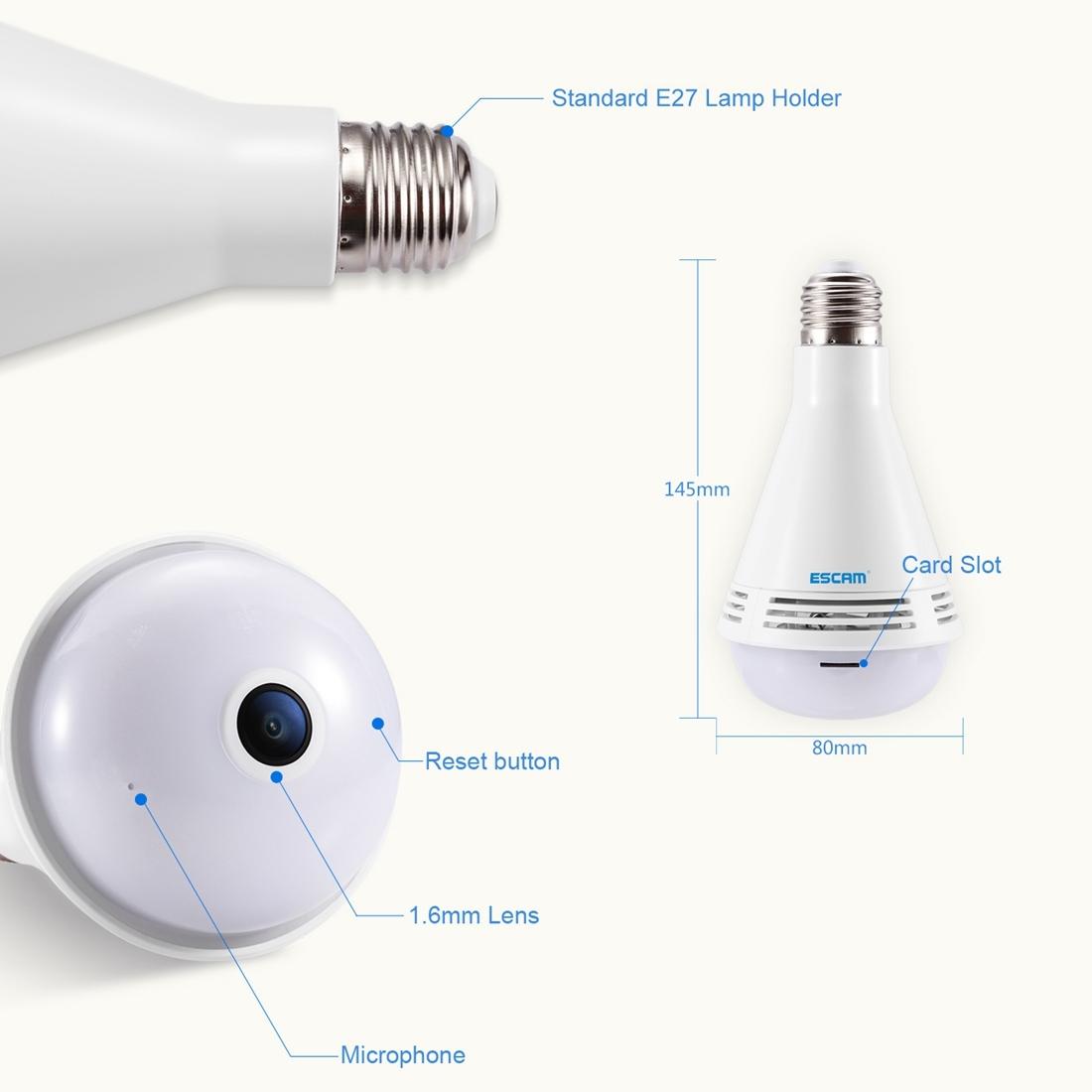 360 Degree Panoramic Bluetooth Speaker Bulb With 2Mp Hd 1080P Ip Camera And Wifi Motion Detection - White-1915196629540016135