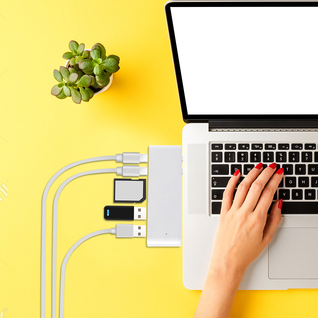 USB 3.0 Type-C HUB 6 Port Powered Adapter Silver-1910112870520197127