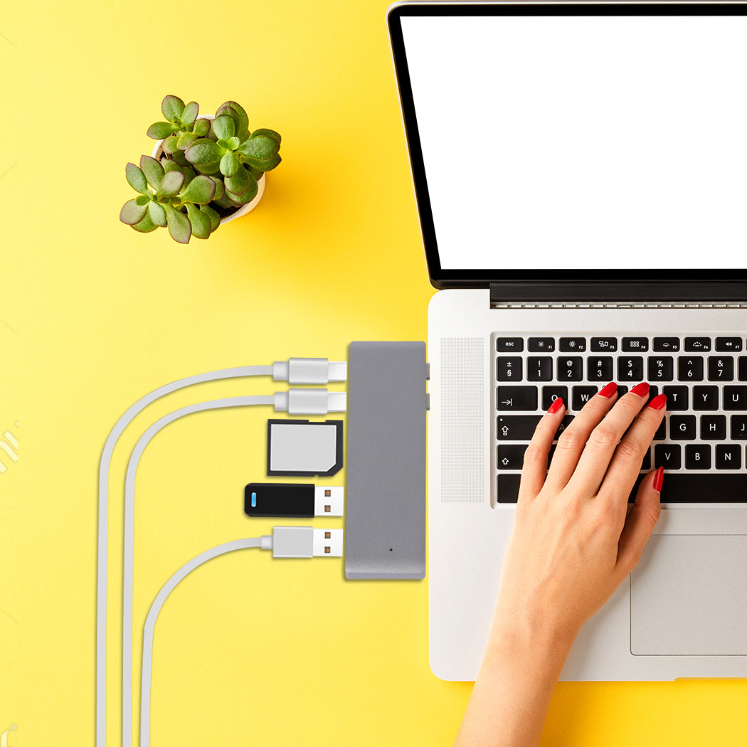 USB 3.0 Type-C HUB 6 Port Powered Adapter Grey-1910112870369202183