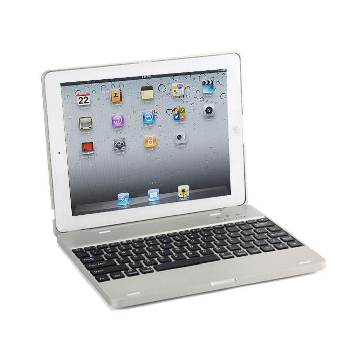 Aluminum Bluetooth Keyboard Tablet Case For Ipad 4 / 3 / 2 - Silver-1915196598778990595