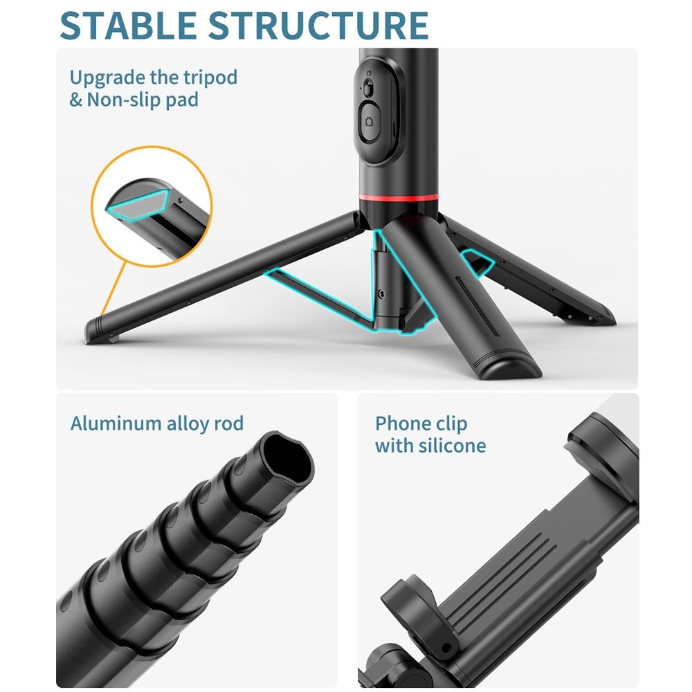 Rotatable Bluetooth Selfie Stick With Fill Light And Remote Control-1915197221817683970