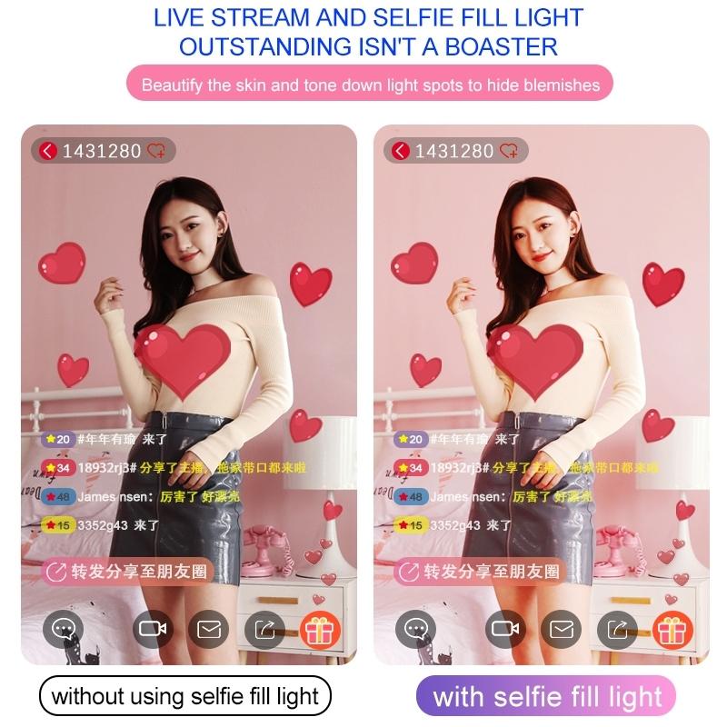 Portable Double Arm Fill Light With Phone Clip - Adjustable Brightness Black-1915196673634734083