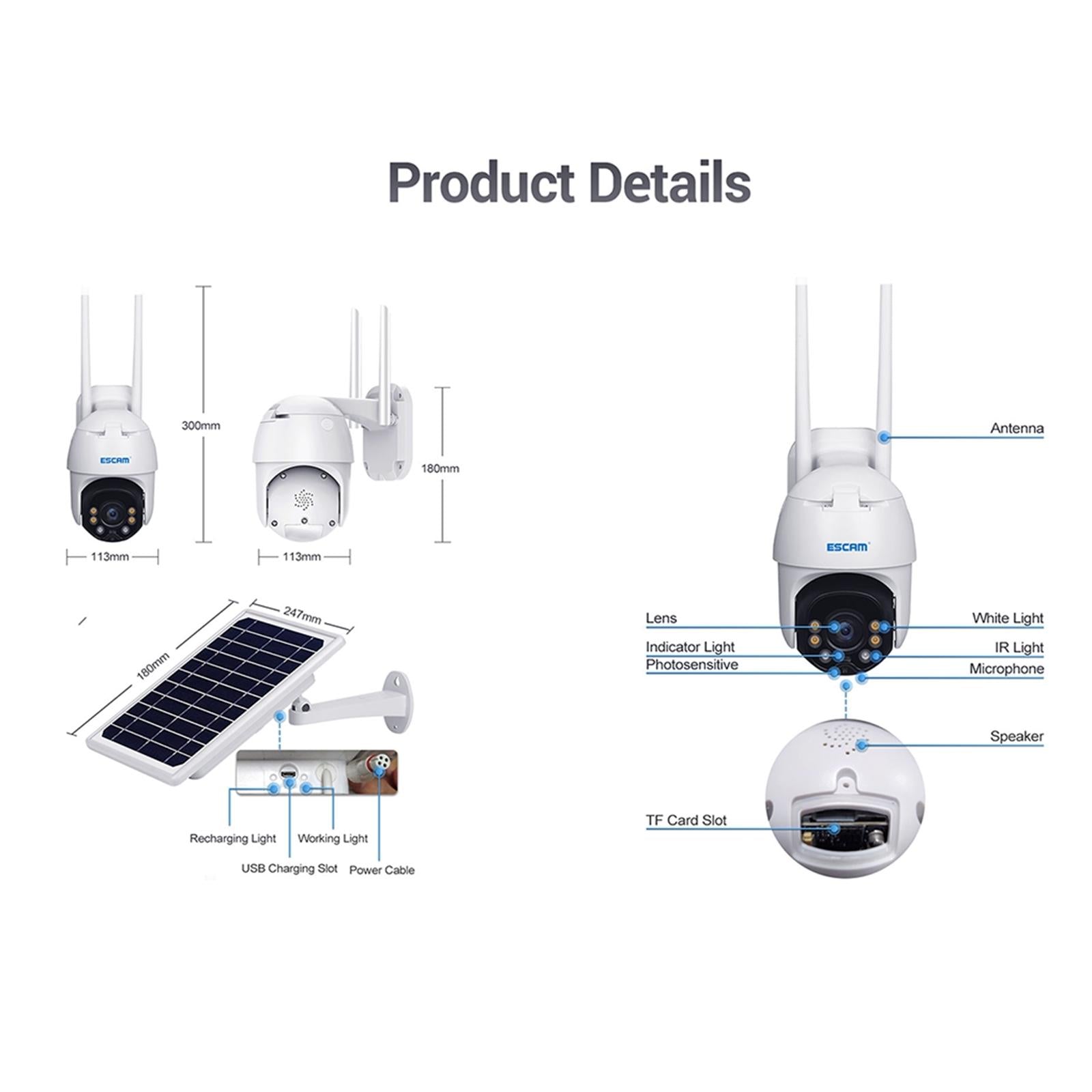 Waterproof Wifi Solar Camera With Night Vision & Motion Detection & Two-Way Audio & Ptz Control-1915197408518737929