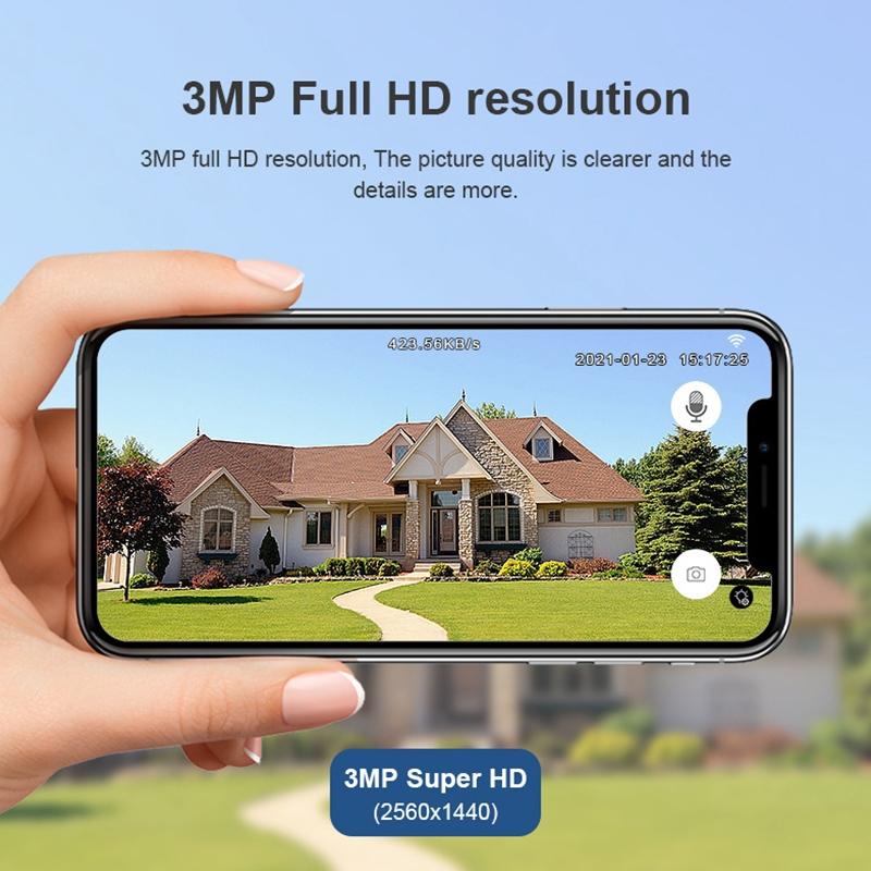 2.4G Wireless Ip Camera With 3.0Mp Motion Detection Two-Way Audio Night Vision And Tf Card Support - Ip65 Waterproof-1915196614797037571