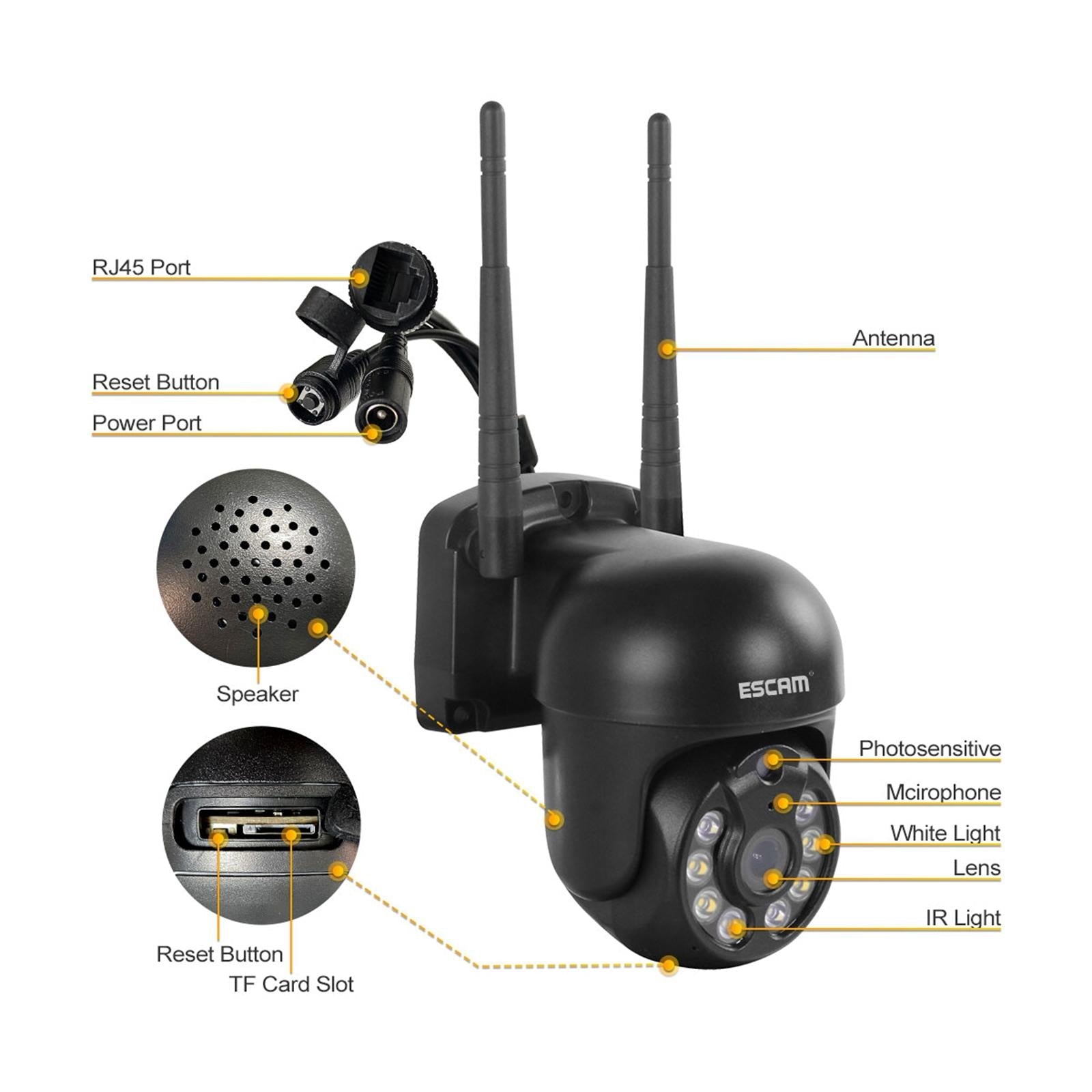 Wireless Dome Ip Camera With 3.0Mp Motion Detection Two-Way Audio Night Vision & Tf Card Support-1915196616831275012