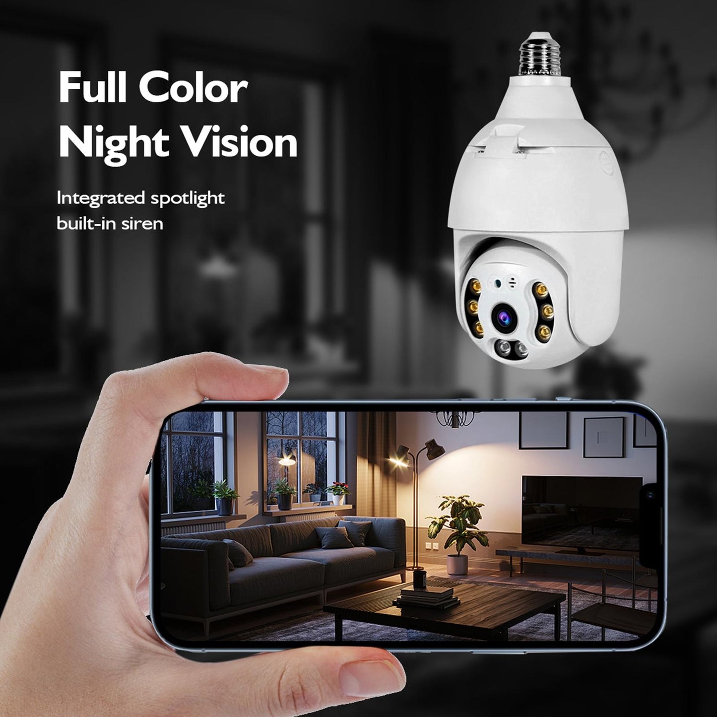 Smart Wifi Outdoor Light Bulb Camera - 1080P Hd 3.0Mp Night Vision Motion Detection Tf Card Support-1915197464860823559