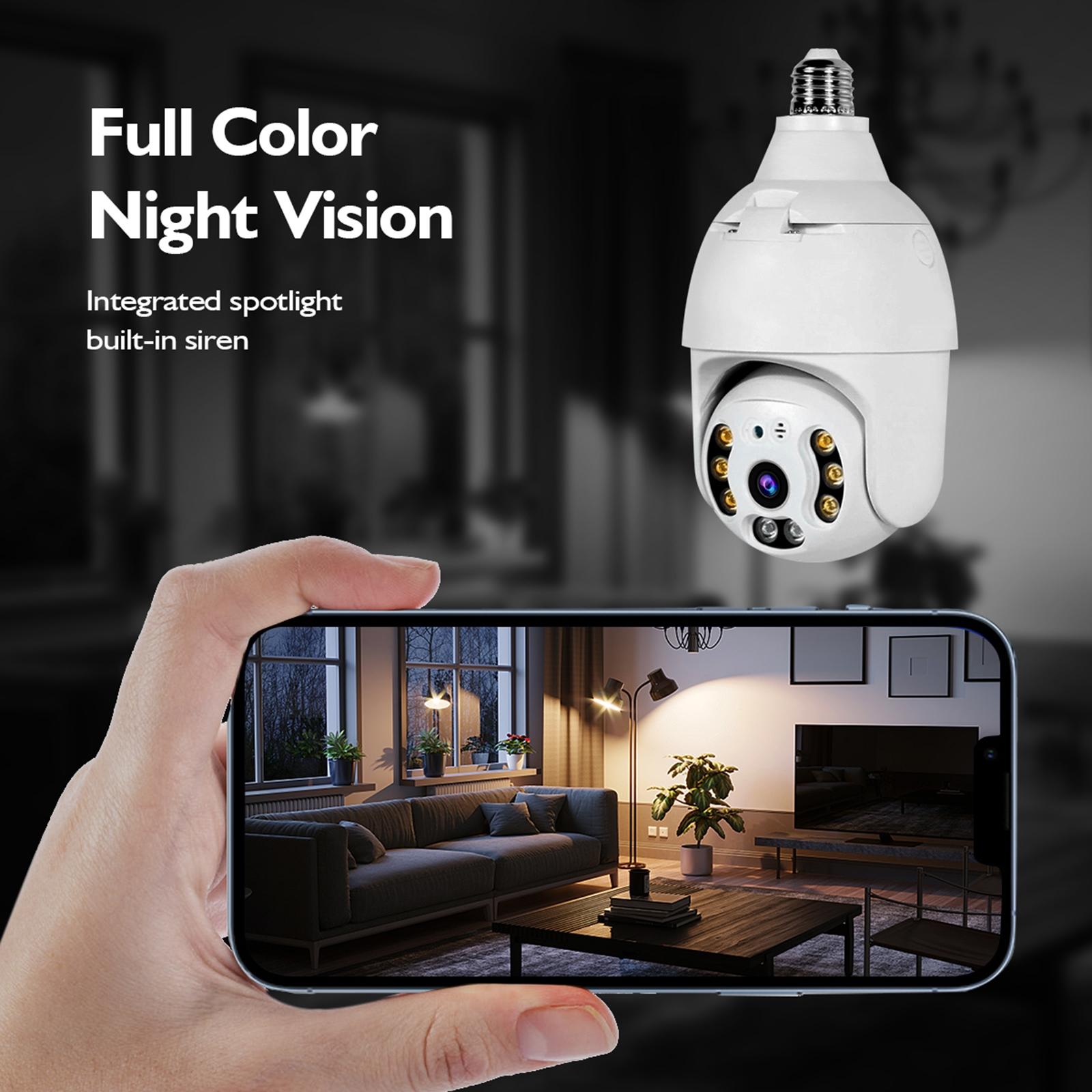 Smart Wifi Outdoor Light Bulb Camera - 1080P Hd 3.0Mp Night Vision Motion Detection Tf Card Support-1915197464860823559