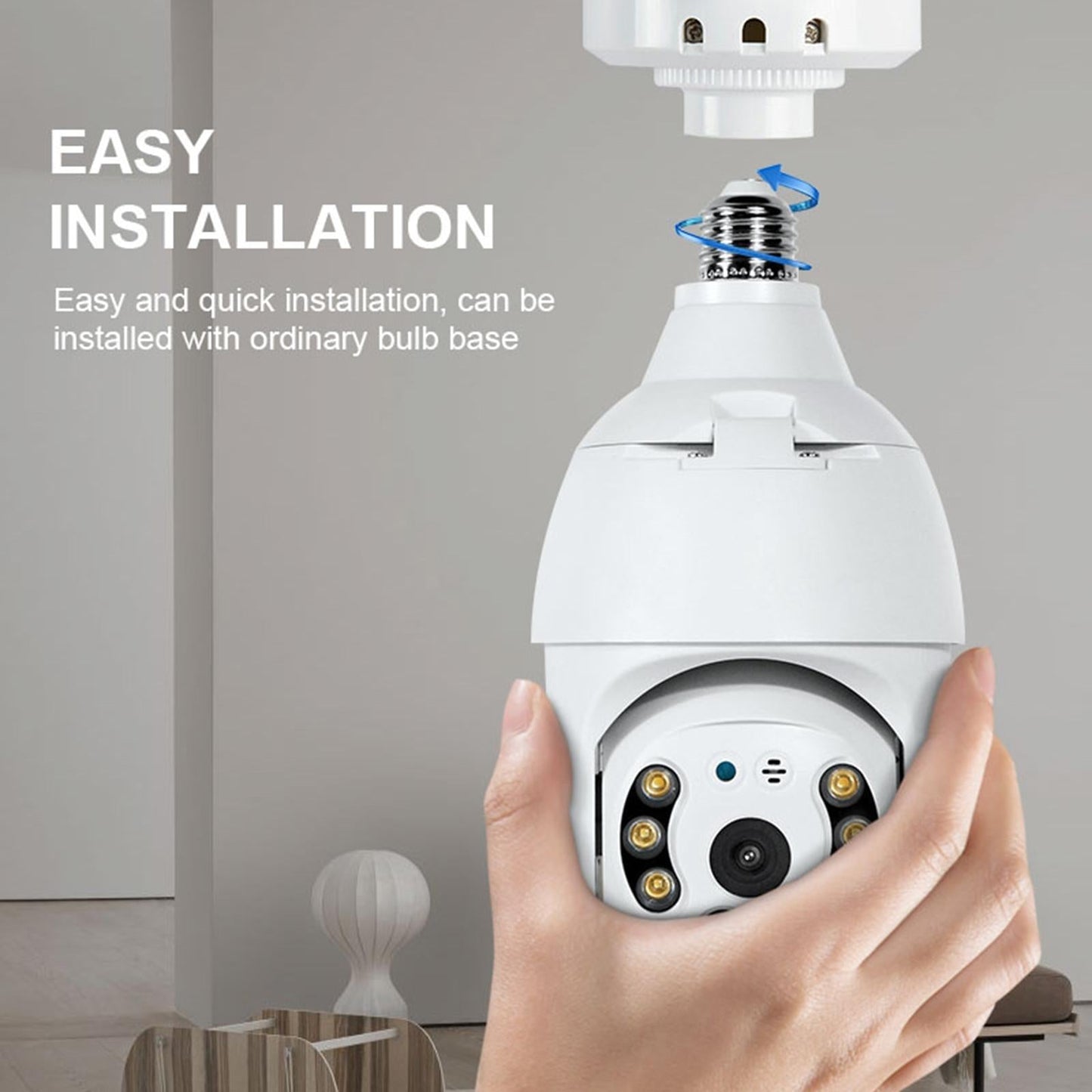 Smart Wifi Outdoor Light Bulb Camera - 1080P Hd 3.0Mp Night Vision Motion Detection Tf Card Support-1915197464860823561