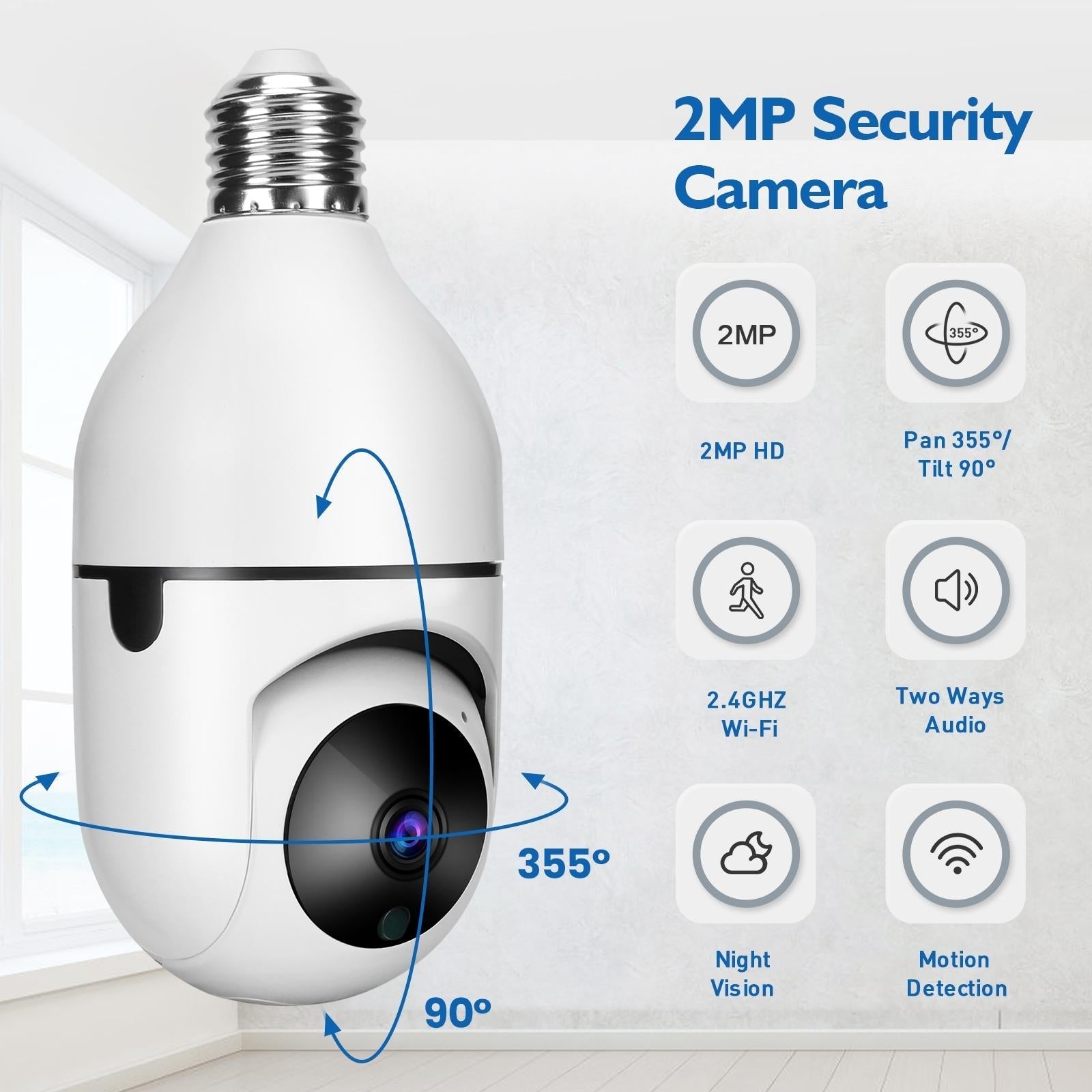 Smart Dual-Band Wifi Outdoor Light Bulb Camera - 1080P Hd Dual Light Source Infrared Night Vision Two-Way Audio Motion Detection Tf Card Support-1915197046126678017