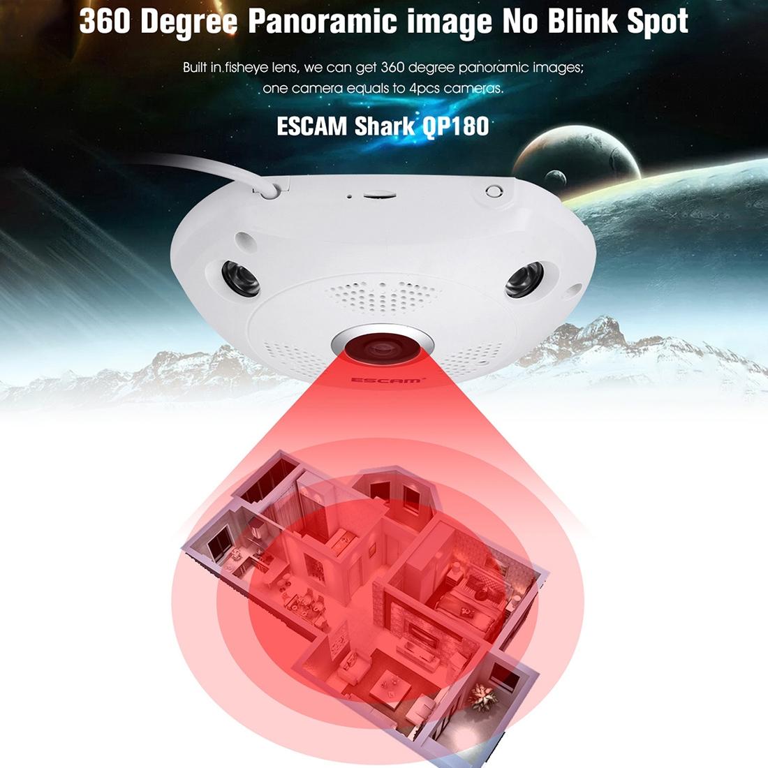 360 Degree Fisheye Lens Wifi Ip Camera With Motion Detection & Night Vision - Shark 960P-1915197205610893316