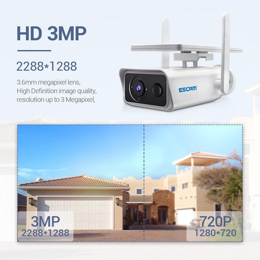 Wireless Solar Ip Camera - 3Mp H.265 No Battery White-1915196627149262849
