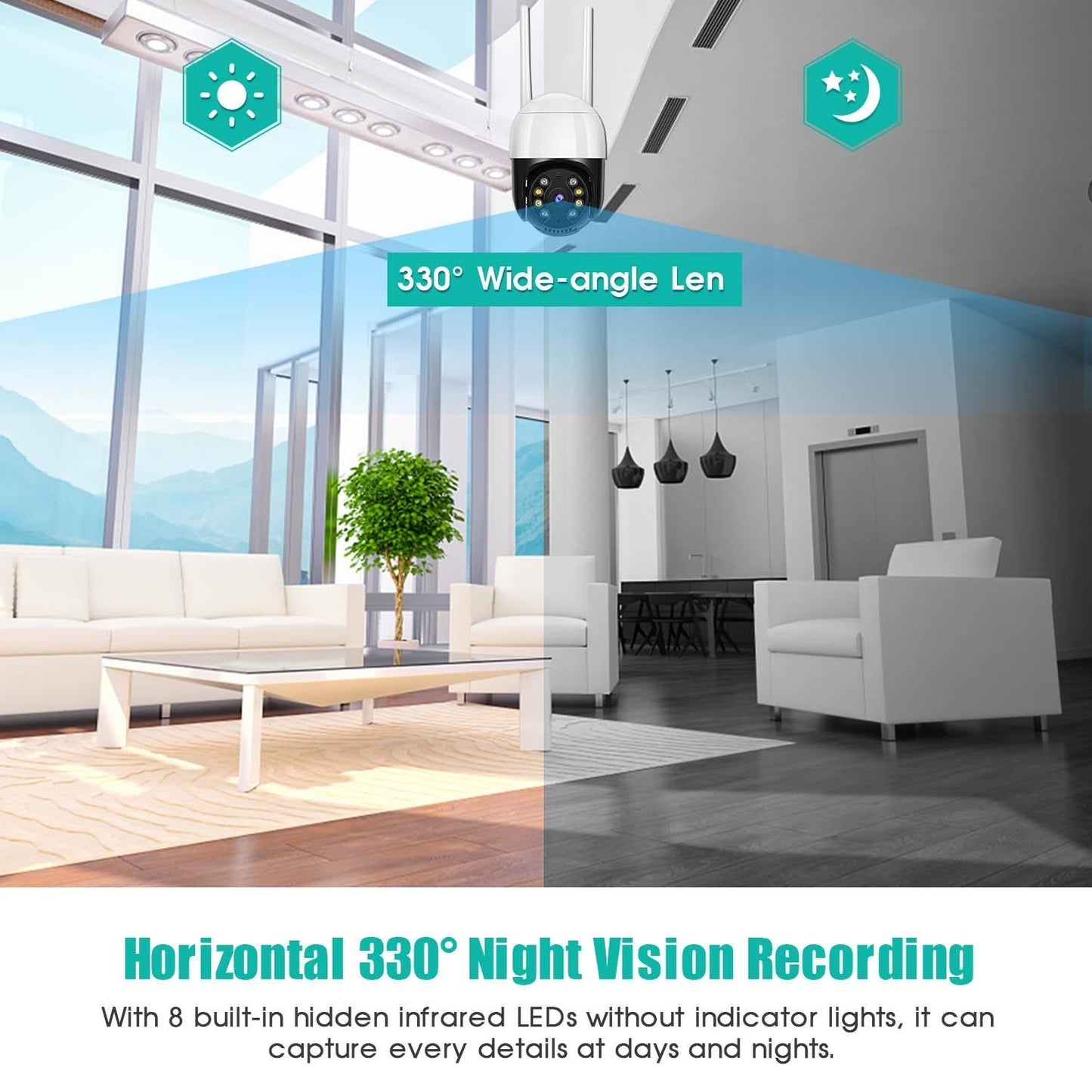 3.0Mp Wifi Ip Camera With Night Vision Motion Detection Two-Way Audio & Tf Card Support-1915196616042745863