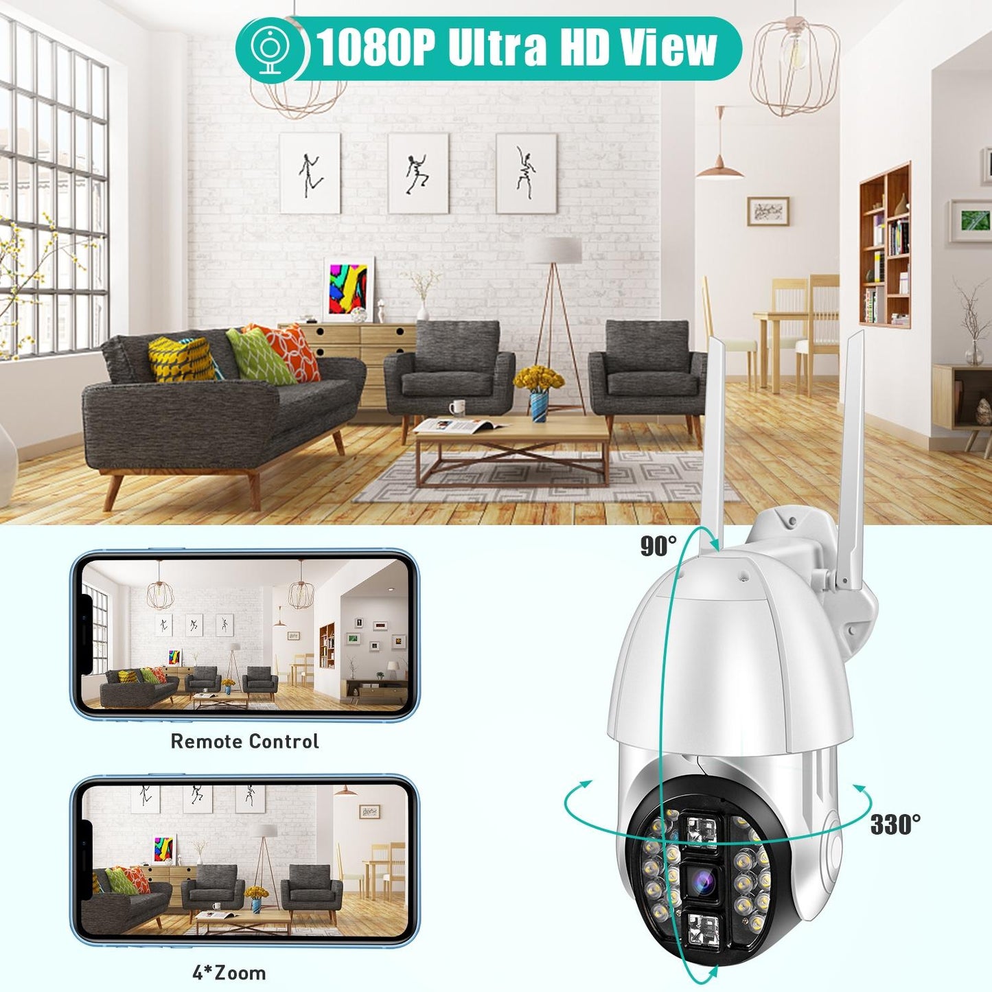 360 Degree Rotating Wifi Camera With Full Colour Two-Way Voice Motion Detection And 64Gb Tf Card-1915196617145847814
