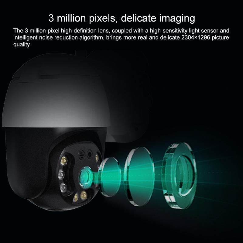 Waterproof 360 Degree Ptz Wifi Camera With 1080P Resolution 3.0Mp Lens Two-Way Voice Motion Detection And 128Gb Tf Card-1915196618534162441