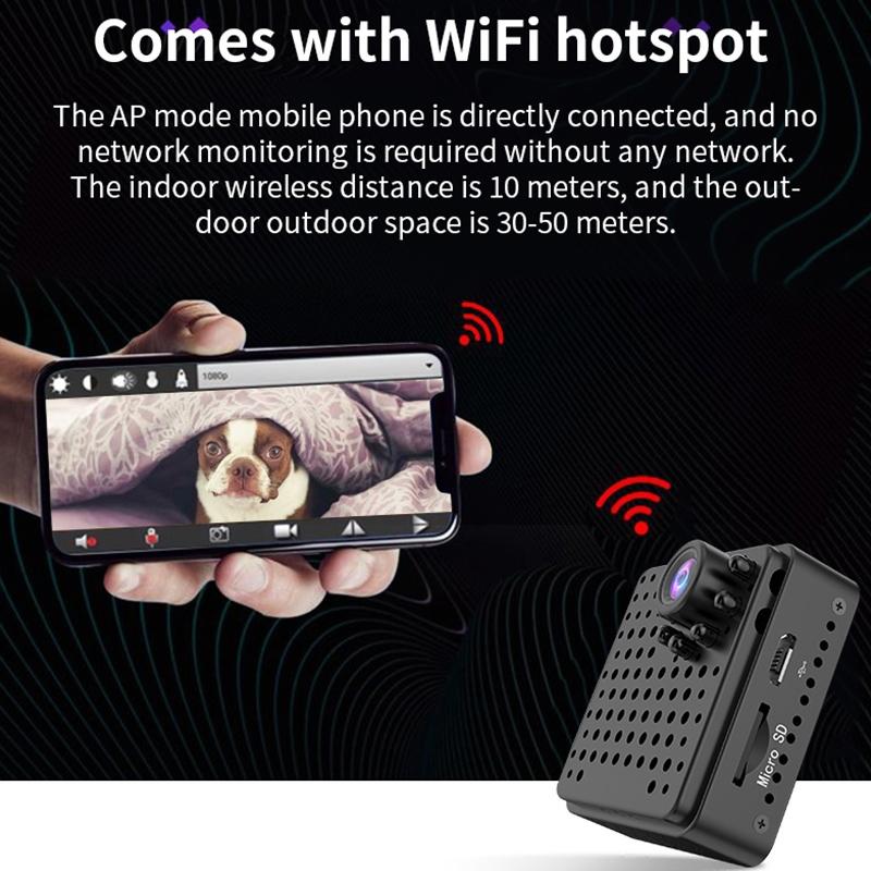 1080P Hd Wifi Mini Security Camera With Wide Angle Motion Detection Night Vision & Tf Card Support-1915198002960666633