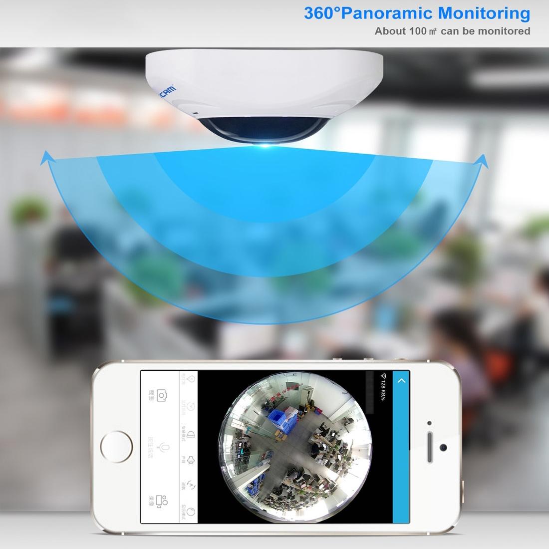 360 Degree Fisheye Wifi Ip Camera With Motion Detection & Night Vision-1915196642814988293