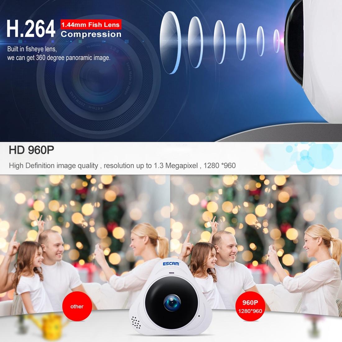 360 Degree Fisheye Wifi Ip Camera With Motion Detection & Night Vision-1915196642814988294