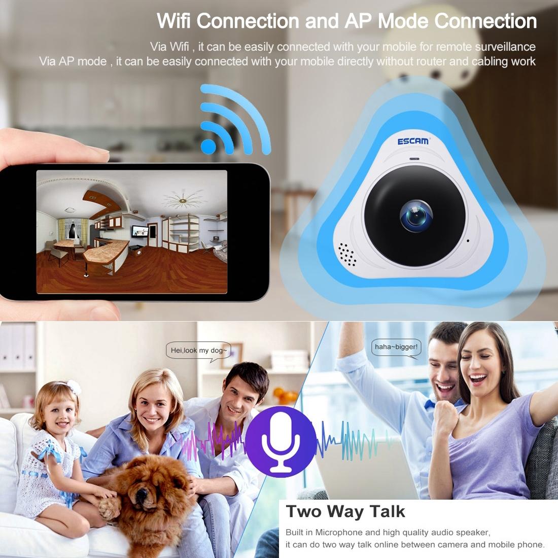 360 Degree Fisheye Wifi Ip Camera With Motion Detection & Night Vision-1915196642814988295
