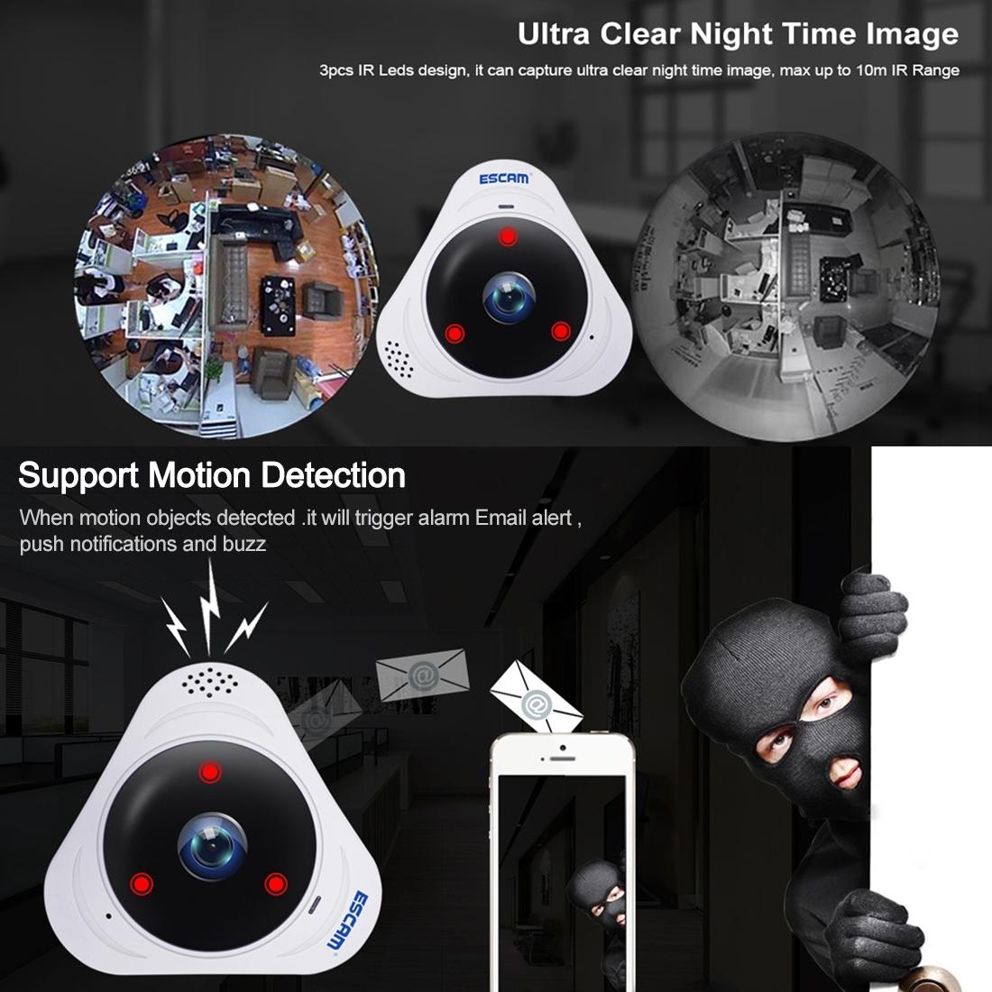 360 Degree Fisheye Wifi Ip Camera With Motion Detection & Night Vision-1915196642814988296
