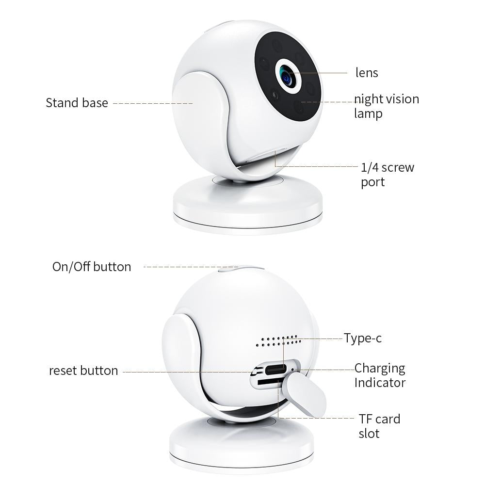 Portable Mini 4K Hd Camera With Night Vision For Home Security - White-1915196639140777987