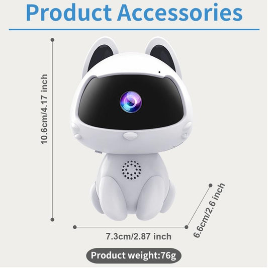 Smart Home Camera With Night Vision & Two-Way Voice & Motion Detection - Cute Pets White-1915196622535528449