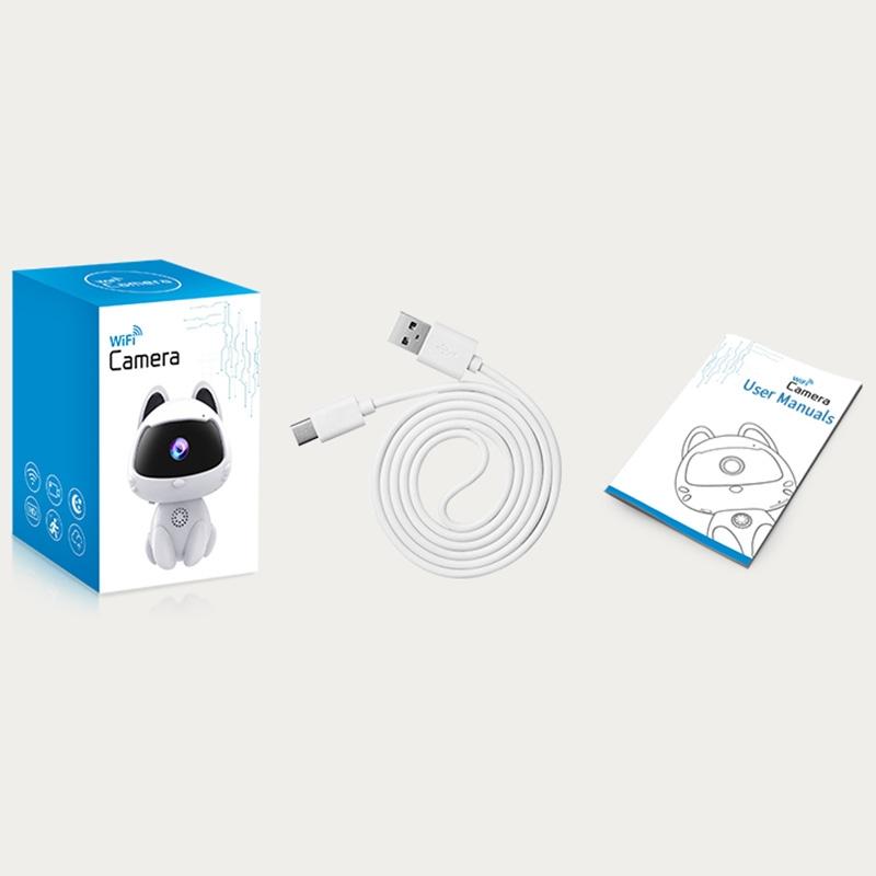 Smart Home Camera With Night Vision & Two-Way Voice & Motion Detection - Cute Pets White-1915196622535528452